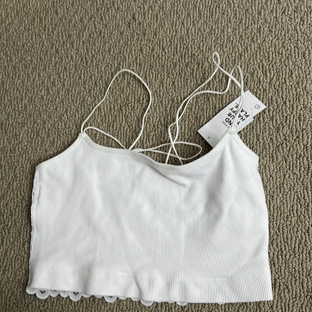 Gilly Hicks Hollister White Lace Back Strappy Bra Top Bandeau